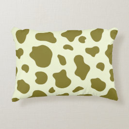 Modern Olive Green Cow Print Prydnadskudde