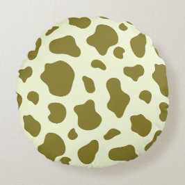 Modern Olive Green Cow Print Rund Kudde
