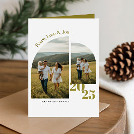 Modern Olive Green Family Christmas Folded Helgkort