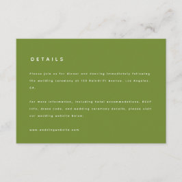 Modern Olive Green Wedding Details & Website Tilläggskort