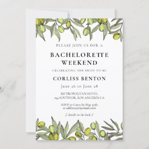Modern Olive gren Bachelorette Helg Inbjudningar