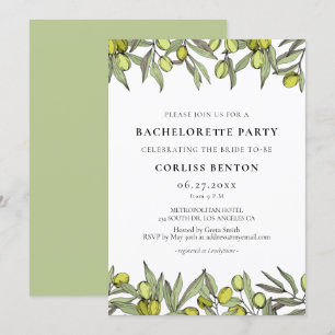 Modern Olive gren Bachelorette Party Inbjudningar