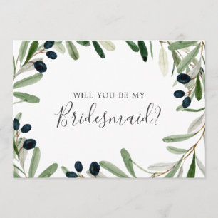 Modern Olive Gren Bridesmaid Frieri kort