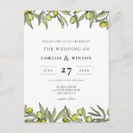 Modern Olive gren bröllopsinbjudan Vykort