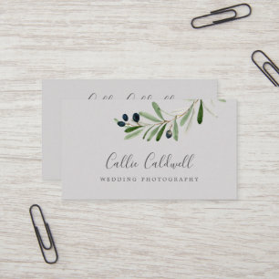 Modern Olive Gren   Grått-Affärskort Visitkort