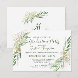 Modern Olive Gren Greenery Studentfest Inbjudningar