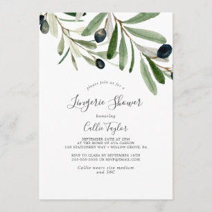 Modern Olive Gren Lingerie Shower Inbjudningar