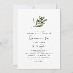 Modern Olive Gren Quinceañera Inbjudningar