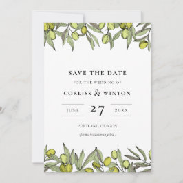 Modern Olive grenar Spara datum Inbjudningar