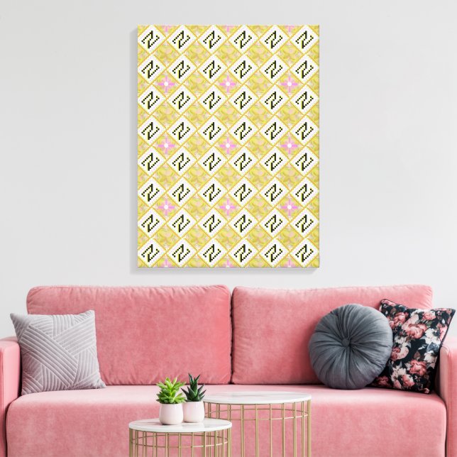 Modern Olive & Magenta Geometric Tribal Pattern Canvastryck (Insitu (Vardagsrum))