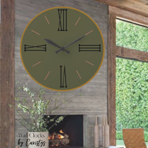 Modern olive med Guld Trim Acrylic Wall Clock Stor Klocka