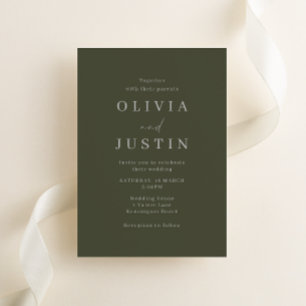 Modern Olive Minimalist Bröllop Inbjudningar
