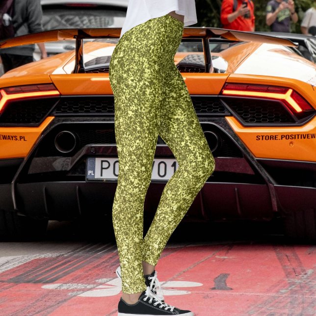 Modern Olivgrå Gul Glitter Festiv Mönster  Leggings (Skapare uppladdad)