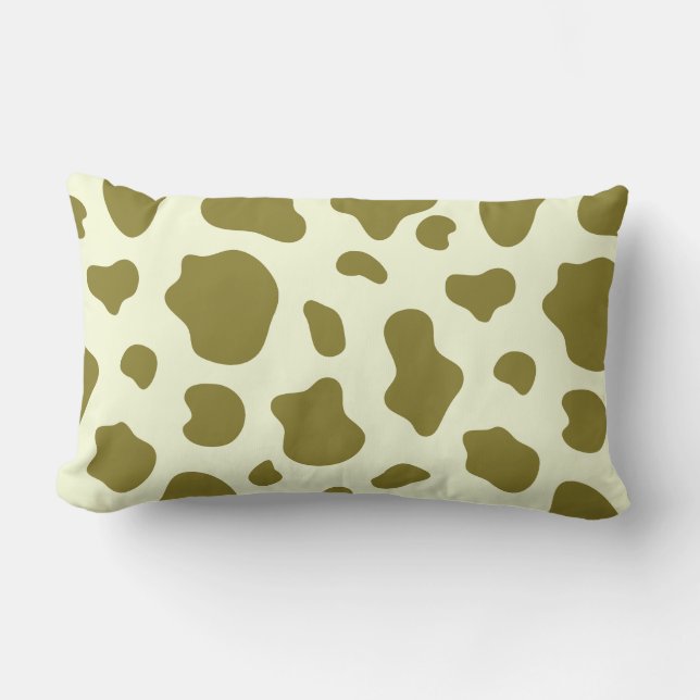 Modern Olivgrön Ko Print Lumbarkudde (Framsida)