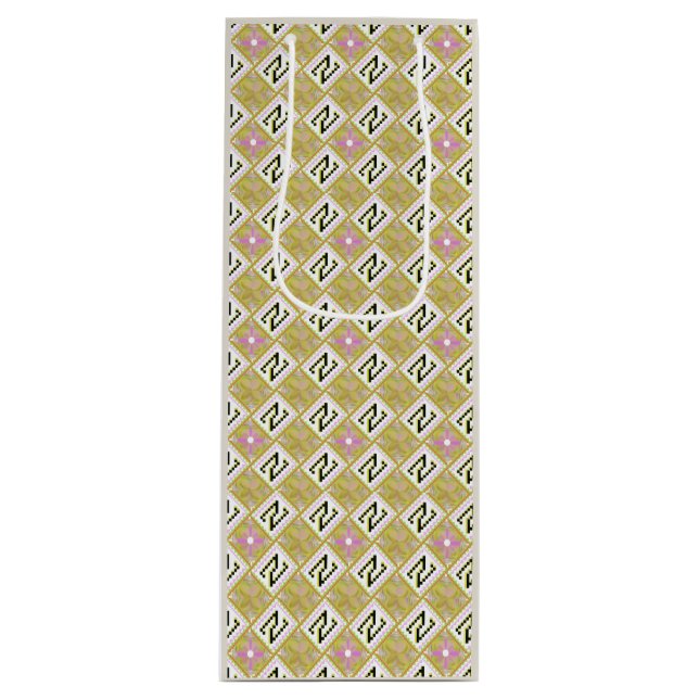 Modern olivgrön och magenta geometrisk tribal möns (Framsidan)