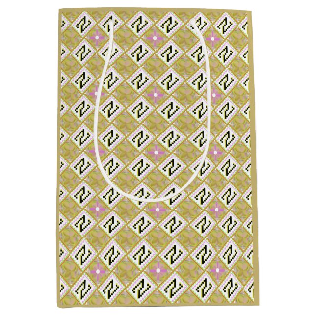 Modern Olivgrön och Magenta Geometrisk Tribal Möns (Framsidan)