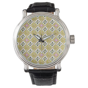 Modern Olivgrön och Magenta Geometrisk Tribal Möns Armbandsur
