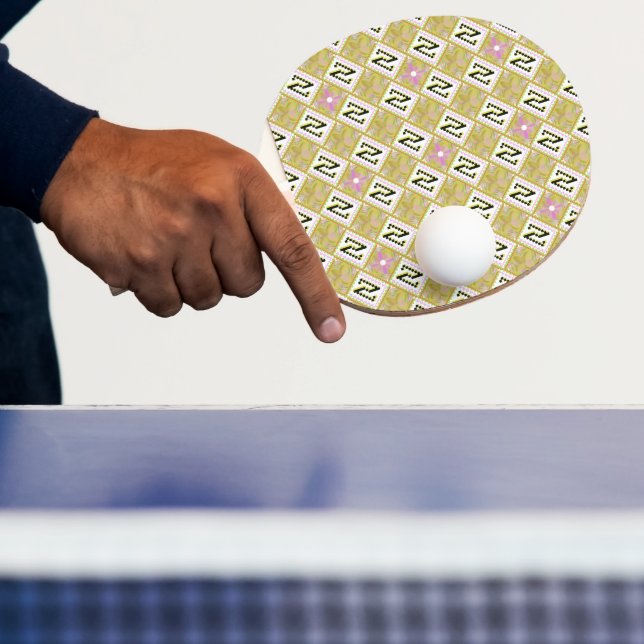 Modern olivgrön och magenta geometrisk tribal möns pingisracket (Insitu)