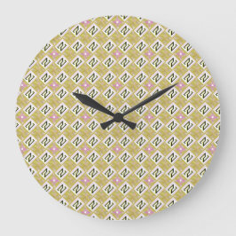 Modern olivgrön och magenta geometrisk tribal möns stor klocka