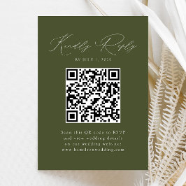 Modern Olivgrön QR-kod RSVP Tilläggskort