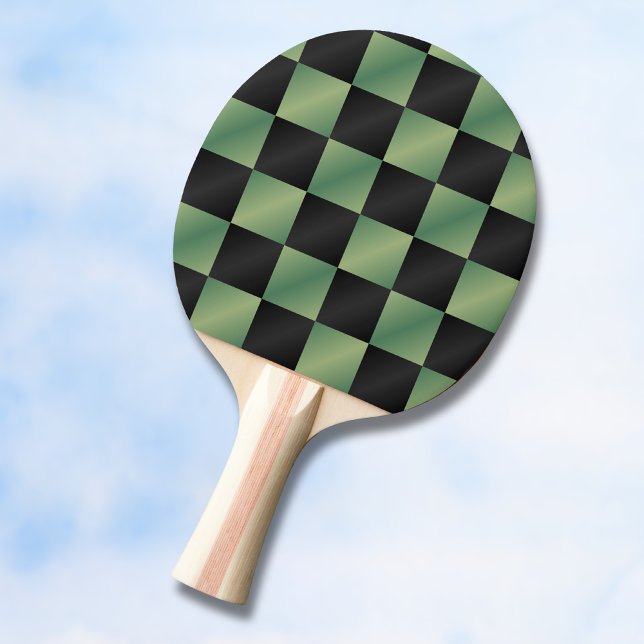 Modern Olivgrön Svart Gradient Rutig  Pingisracket (Skapare uppladdad)