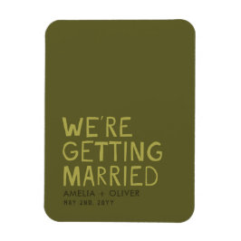 Modern Olivgrön Typografi | Djärk Randig Baksida Magnet