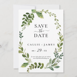 Modern Olivkvist Save the Date Inbjudningar