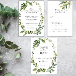 Modern Olivkvist Save the Date Inbjudningar
