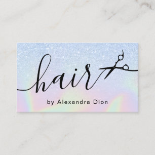 Modern ombre blue holoGraph-hårstylist Visitkort