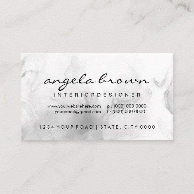 Modern Ombre svart och vitt vattenfärg Visitkort (Baksida)