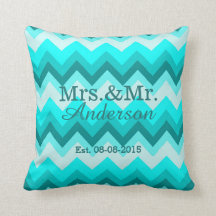 Modern ombre turcoise chevron mr och Mrs.