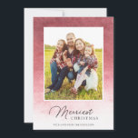 Modern Ombre Watercolor jul Red Julkort<br><div class="desc">Fira julsäsongen med dessa moderna,  formaterade fotokort,  med ombre vattenfärg i burgundy och nyp.</div>