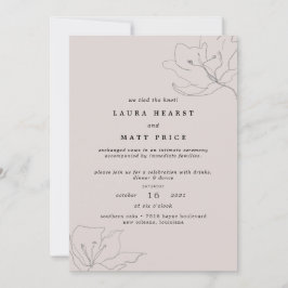 Modern Ömt Rosa Blommig Elopement Inbjudningar