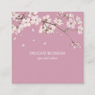 Modern Ömtålig Rosa Blomning Blommig Fyrkantigt Visitkort