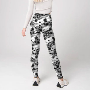 Modern ön Black & White Tropical Haiwaii Leggings