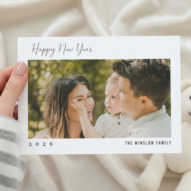 Modern One-Photo New Year Greeting Card Julkort (Skapare uppladdad)