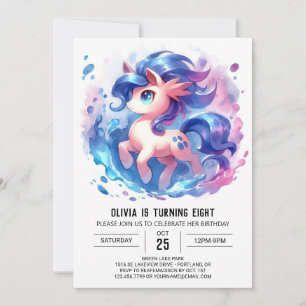 Modern Online Horse Birthday Inbjudningar