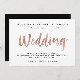 Modern önskar | Faux Ro Guld Bröllop Inbjudningar