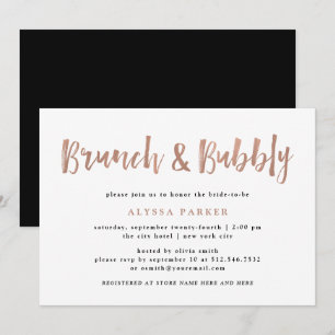 Modern önskar Faux Ro Guld Brunch och Bubly Inbjudningar