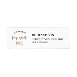 Modern önskar | Faux Ro Guld Future Mr. och Mrs. Returadress Etikett