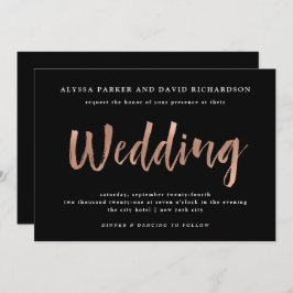 Modern önskar | Faux Ro Guld vid Svarta Bröllop Inbjudningar