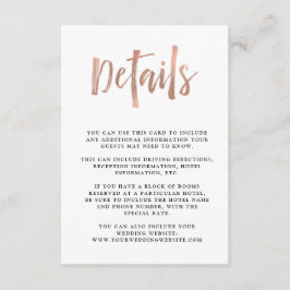 Modern önskar | Uppgifter om gästen Ro Guld Bröllo Tilläggskort