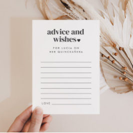 Modern Önskemål-kort för minimalistisk Quinceañera Inbjudningar