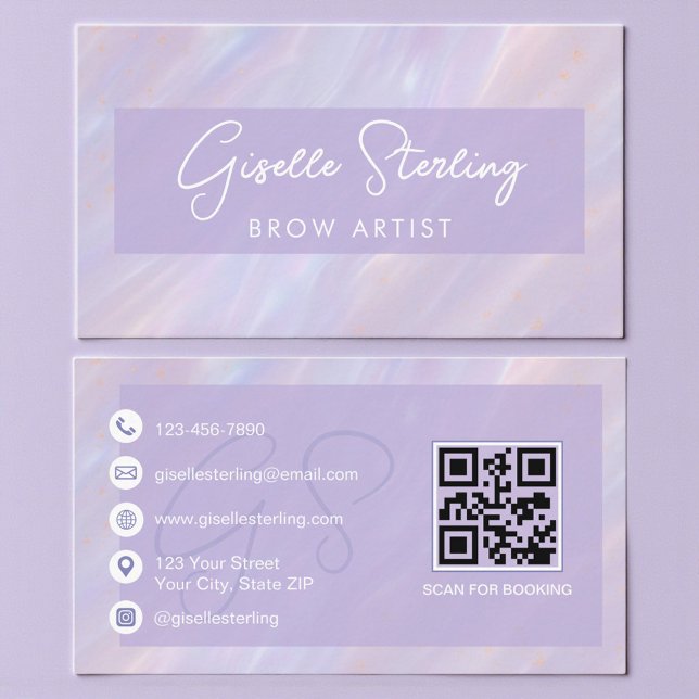 Modern Opal Holografisk Browtekniker Visitkort (Skapare uppladdad)