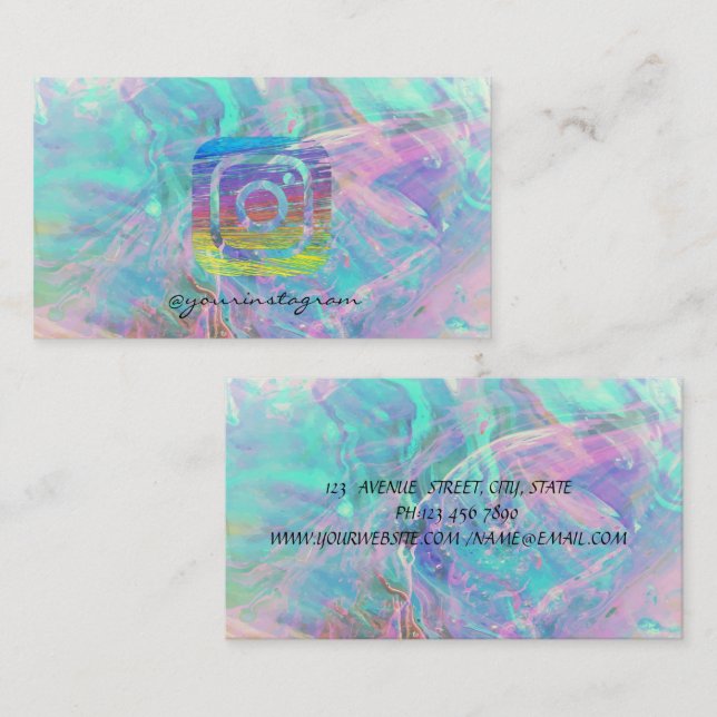 Modern Opal Iridescent Instagram Sociala Medier  Visitkort (Fram/baksida)