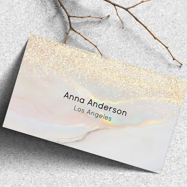 Modern Opal Stens Falskt Guld Glitter Marmor  Visitkort (Skapare uppladdad)