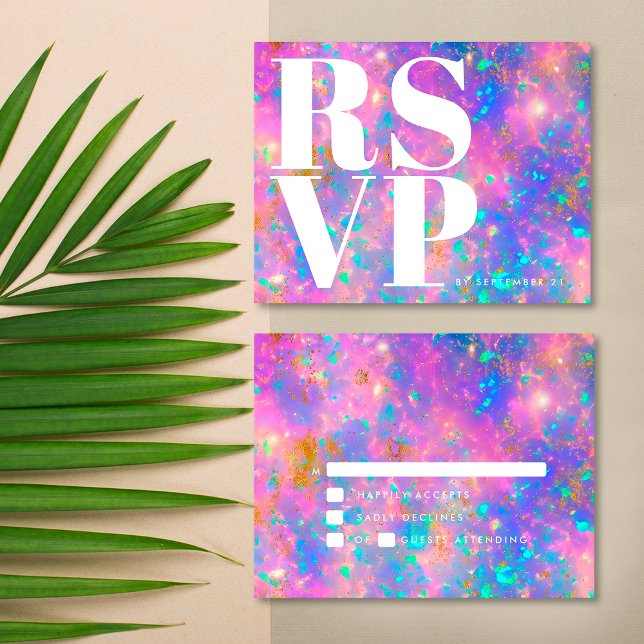 Modern Opal Stone fet minimalistisk enkel Bröllop OSA Kort (Front / Back)