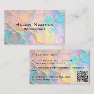 Modern Opal Stone Simulated Hologram Guld Vein Visitkort