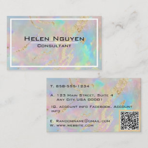 Modern Opal Stone Simulated Hologram Guld Vein Visitkort