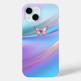 Modern opalescent Rosa Butterfly iPhone 15 Fodral